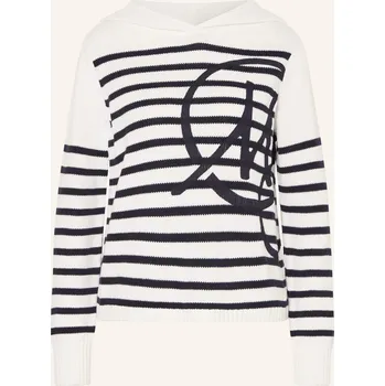 Dámský svetr Monari Dámská Pletená Mikina S Kapucí, bílá / tmavě modrá, 34