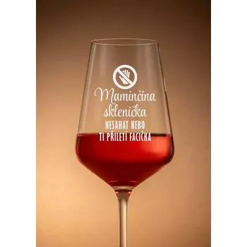 Sklenice Sklenička na víno "MAMINČINA SKLENIČKA", 1ks
