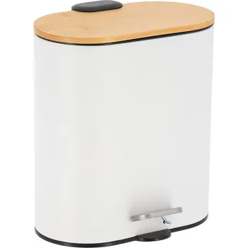 Odpadkový koš Odpadkový koš oválný 5L bílý Lunbo do koupelny s pedálem, hygienický
