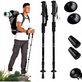 Trekingová hůl TREKINGOVÉ HOLE NA CHŮZI NASTAVITELNÉ NORDIC WALKING - ČERNÉ