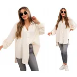 Kesi dámská košile s dlouhým rukávem, bez vzoru, béžová 65622, univerzální velikost