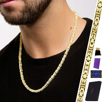 Řetízek ZLATÝ ŘETÍZEK PÁNSKÁ BYZANTSKÁ KRÁLOVSKÁ VAZBA 55 cm PLNÝ STŘÍBRO 925