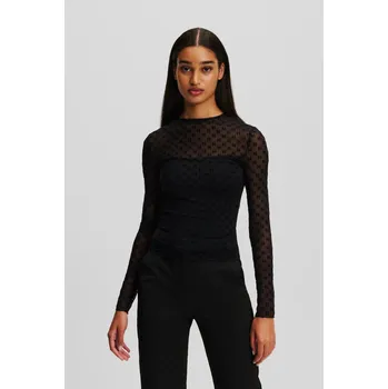 Dámské tričko TOP KARL LAGERFELD KL MESH LSLV TOP BLACK