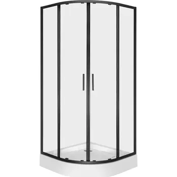 Novoterm Čtvrtkruhový sprchový kout NV-Solid RS BL 90, černý/transparent - bez vaničky