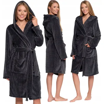 Dámský župan TEPLÝ DÁMSKÝ ŽUPAN NA ZAVAZOVÁNÍ S KAPUCÍ CHLUPATÝ MORAJ M