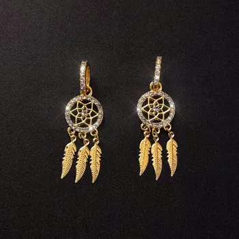 Náušnice Zlaté Náušnice Dlouhé Vlákna Zirkony Visací