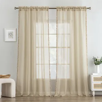 Sprchový závěs Záclony s bambulkami Miulee