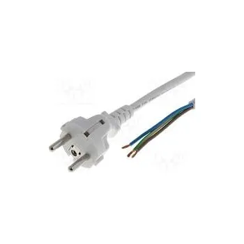 Napájecí kabel Kabel CEE 7/7 (E/F) vidlice,vodiče PVC 3m bílá 3x1mm2 10A