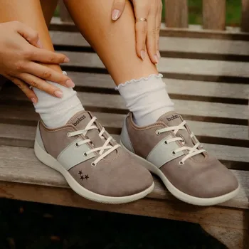 Dámské tenisky Botas Basic Taupe - Dámské tenisky / botasky bílo-hnědé | česká výroba ze Zlína 40 EU