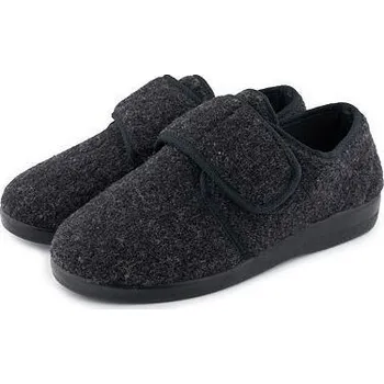 Dámské pantofle Vlnka Bačkory z vlněného filcu na suchý zip - tmavě šedá POUZE EU 36 (VÝPRODEJ) + DÁREK