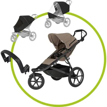 Kočárek Akční set Thule Urban Glide 3 Tinted Taupe + pláštěnka + moskytiéra + madlo