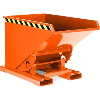 Výklopná nádoba z oceli, s rolovacím mechanismem, objem 900 litrů, oranžový