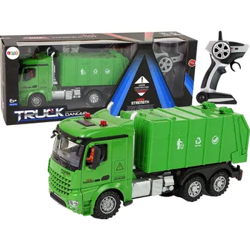 RC model auta LEAN Toys Zelené dálkové ovládání popelářského vozu 2,4G Zvuk světel