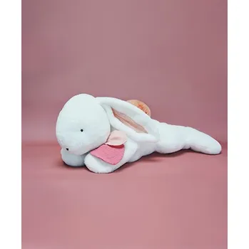 plyšák Doudou Plyšový králík s tmavě růžovou bambulkou 80 cm