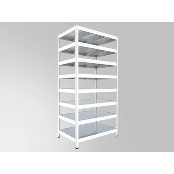 regál Kovový regál do domácnosti Biedrax 50 x 90 x 240 cm, bílý - 8 polic pozink