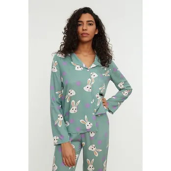 Dámské pyžamo trendyol Hellblau/ Weiß 6772141 38