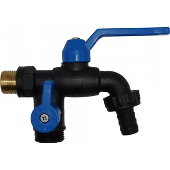 Ventil Zahradní ventil 1/2" DVOJTÝ s páčkou černý