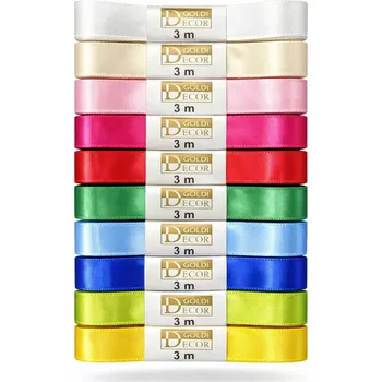 Vánoce Sada 10ks saténových stuh 15mm x 3m (6,-Kč/m) (10 x 3m kvalitní saténové stuhy, oboustranný satén, pestré barvy)