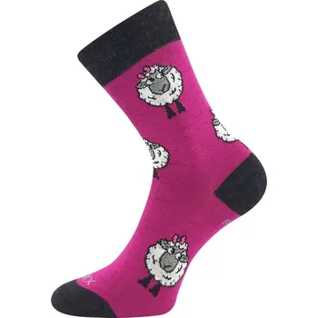 Dámské ponožky Ponožky dámské slabé z merino VLNĚNKA s ionty stříbra Fuxie