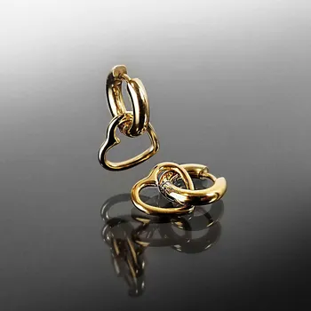 Náušnice Visací náušnice z pozlacené chirurgické oceli se srdcem č. 1500