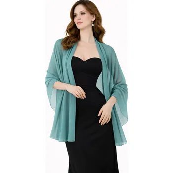 Šála šifónový šál přes ramena - přehoz přes společenské šaty Barva: Petrolejová