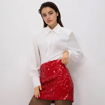 Dámská sukně Reserved - Flitrová mini sukně - červená - 734EH-33X - 734EH-33X-S