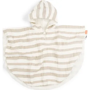 Done by Deer Pončo s kapucí Stripes GOTS - pískové