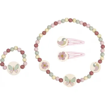 Dřevěná hračka Little Dutch Sada dřevěných šperků Květiny a motýli