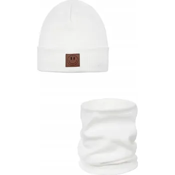 Čepice Jarní komplet čepice a nákrčník SMILE - bavlna - ECRU 48-52