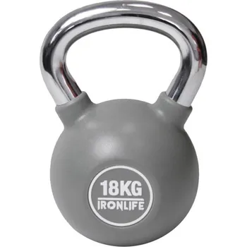 Kettlebell urethanový IRONLIFE 18 kg, ŠEDÝ