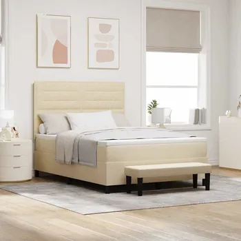 Postel vidaXL Postel s boxspringem s matrací Krémová 160 x 200 cm textil [3344007]