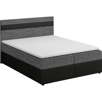 Postel Postel boxspring MACAO 160x200 cm, šedá látka/černá ekokůže - II. jakost, POUZE OSOBNÍ ODBĚR +možnost VÝNOSU + vyzvednutí ZDARMA