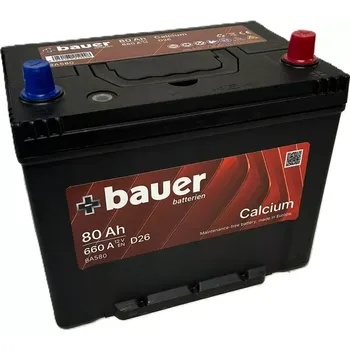 Autobaterie Autobaterie BAUER Calcium Japan (Asia) 80Ah 12V 660A BA580 260x174x225 (Hermeticky uzavřená bezúdržbová autobaterie WET pro asijské vozy)