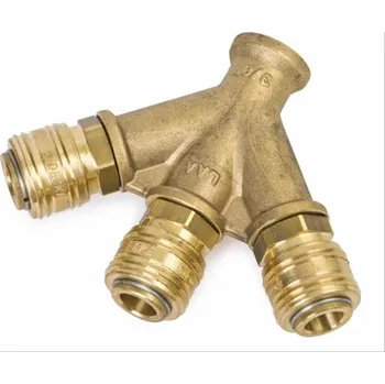 Hadicová spojka Roztrojka s rychlospojkami Lüdecke VWS38ES, 3/8˝ vnější/vnitřní, mosaz