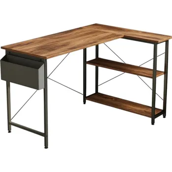 Rohový psací stůl CARALLUMA s přihrádkou, pravý, dub artisan/černá + vyzvednutí ZDARMA