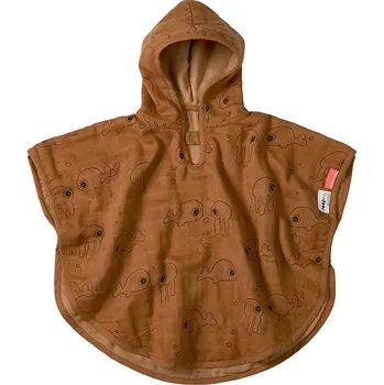 Done by Deer Pončo s kapucí Sea friends - hořčicové