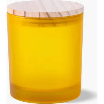 Výroba svíčky Skleněná nádoba na svíčku žlutá s dřevěným víčkem 300 ml
