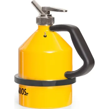 Kanystr Bezpečnostní konev DENIOS z oceli, lakovaná, jemný dávkovací kohout, objem 2 l, zemnicí přípojka