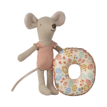 plyšák Maileg - Plážová myška s nafukovacím kruhem - malá sestra - Flower