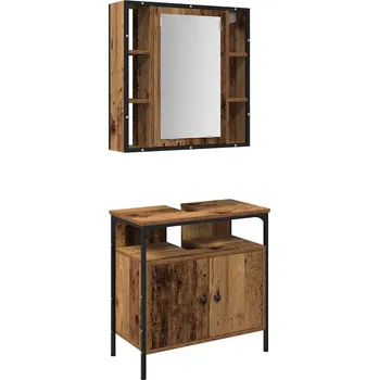 Koupelnový nábytek Sada koupelnového nábytku s policí 2 pcs Hnědá Kompozitní dřevo