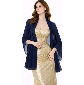 Šála šifónový šál přes ramena - přehoz přes společenské šaty Barva: Tmavě modrá