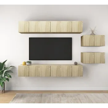 Obývací stěna vidaXL TV stolky 8 ks dřevotříska [3078727] Barva: dub sonoma