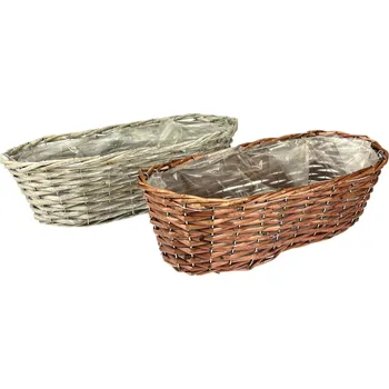 Truhlík Truhlík proutí s folií ovál 41x15x11 cm Barva: Hnědá