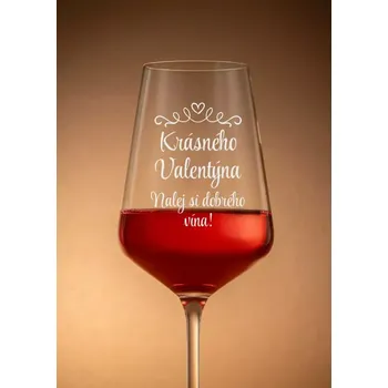 Sklenice Sklenička na víno "KRÁSNÝ VALENTÝN", 1ks