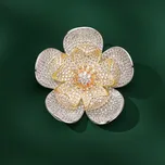 Éternelle Luxusní brož ve tvaru zářivého květu se zirkony Manon B7389-XZ0154SS Zlatá