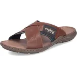 Pánská Pánské nazouváky RIEKER 22099-25 hnědá S6 22099-25 BROWN COMBINATION F/S6 42