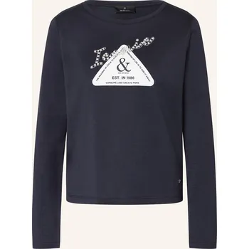 Dámský svetr Monari Dlouhé Rukávy S Ozdobnými Kameny, tmavě modrá / bílá