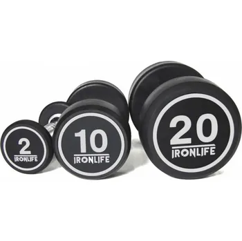 Sada pogumovaných jednoručních činek IRONLIFE 2-20 kg (10 párů, stoupání po 2 kg)
