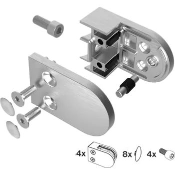Zábradlí Hahn Steel Držák skla 63x45mm pro plochý podklad, SET 4ks, model 25 - nerez AISI 304, broušený