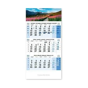 Kalendář Tříměsíční kalendář Trio český 2026 Krajina - modrý